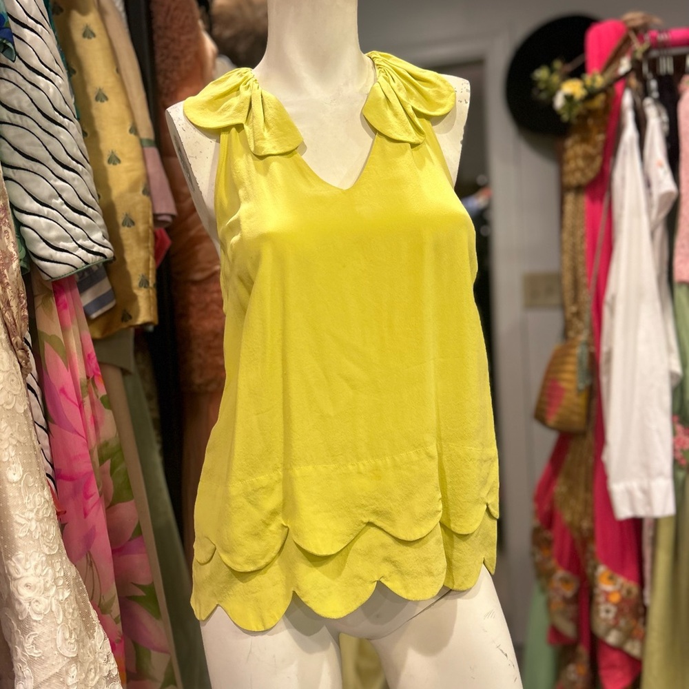 Chartreuse Scalloped Tank
